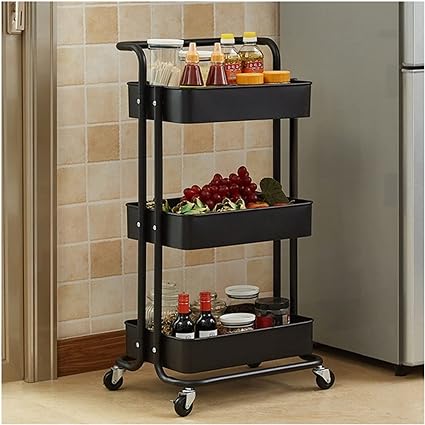 MOVEABLE FOLDING 3 LAYER PORTABLE TROLLY STORAGE RACK